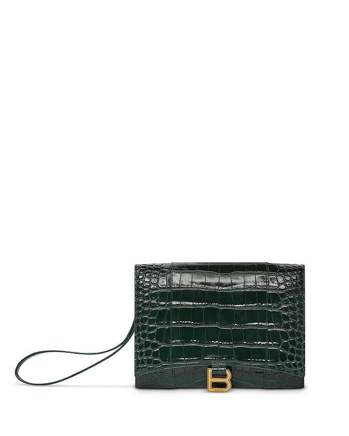 商品Balenciaga|Hourglass Croc Embossed Gusset Pouch,价格¥6979,第1张图片详细描述