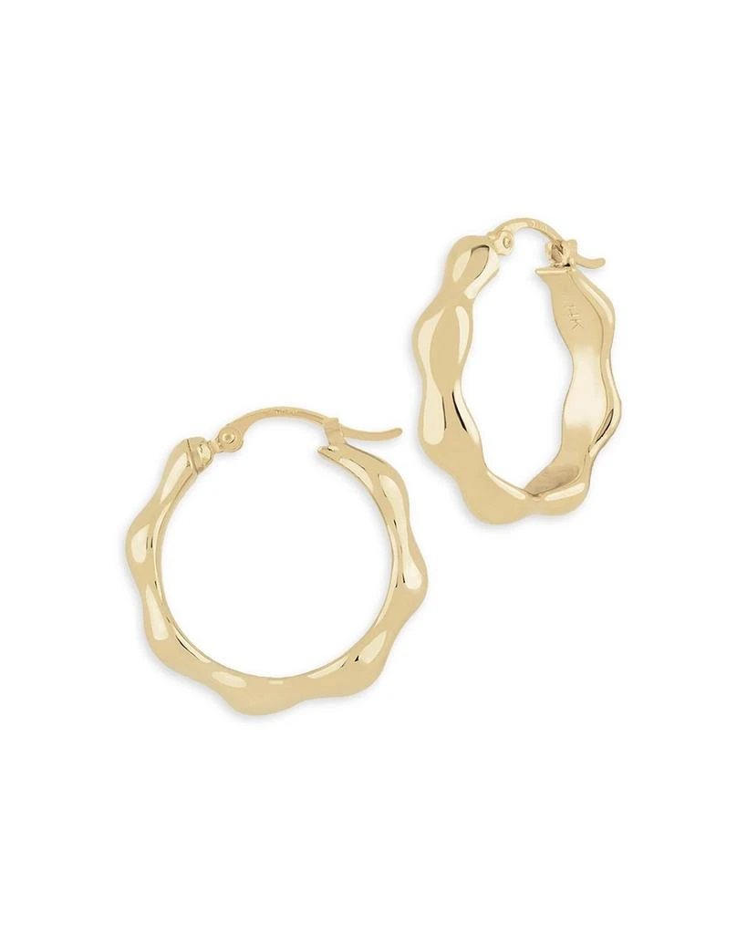 商品Moon & Meadow|14K Yellow Gold Wavy Small Hoop Earrings,价格¥3404,第1张图片