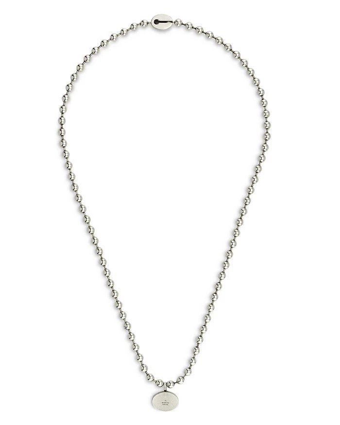 商品Gucci|Sterling Silver Boule Blue Enamel Logo Beaded Pendant Necklace, 21.6",价格¥5648,第3张图片详细描述