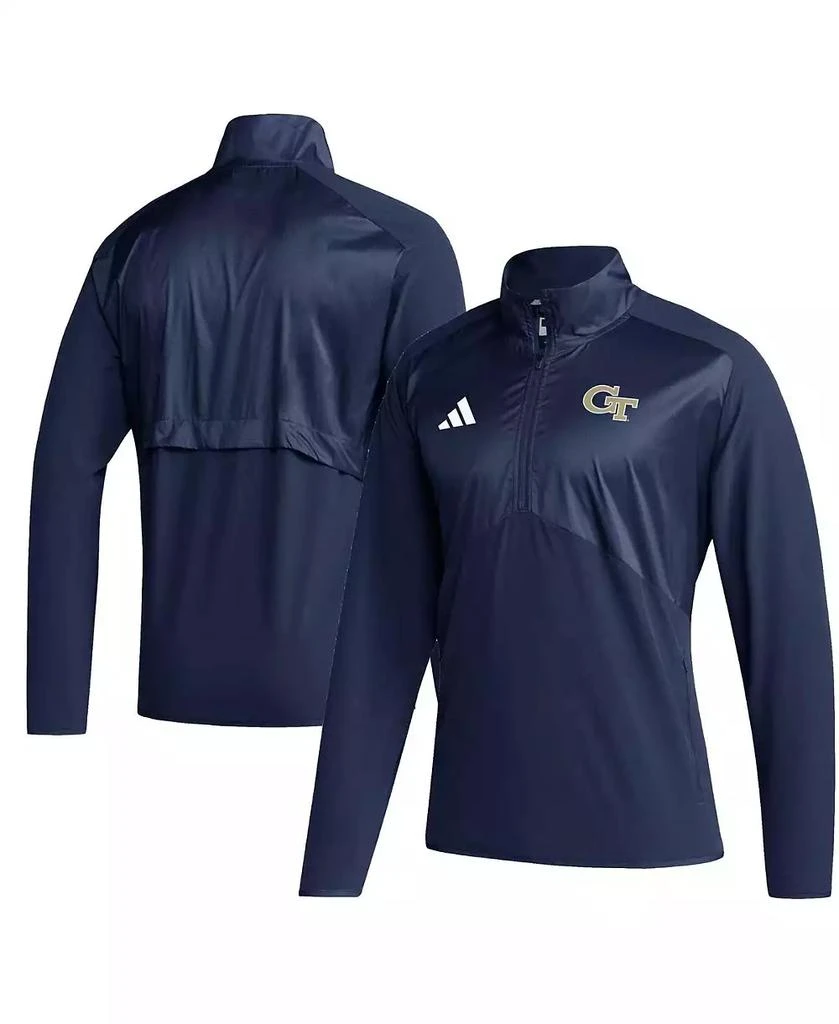 商品Adidas|Men's Navy Georgia Tech Yellow Jackets Sideline AEROREADY Raglan Sleeve Quarter-Zip Jacket,价格¥472,第1张图片