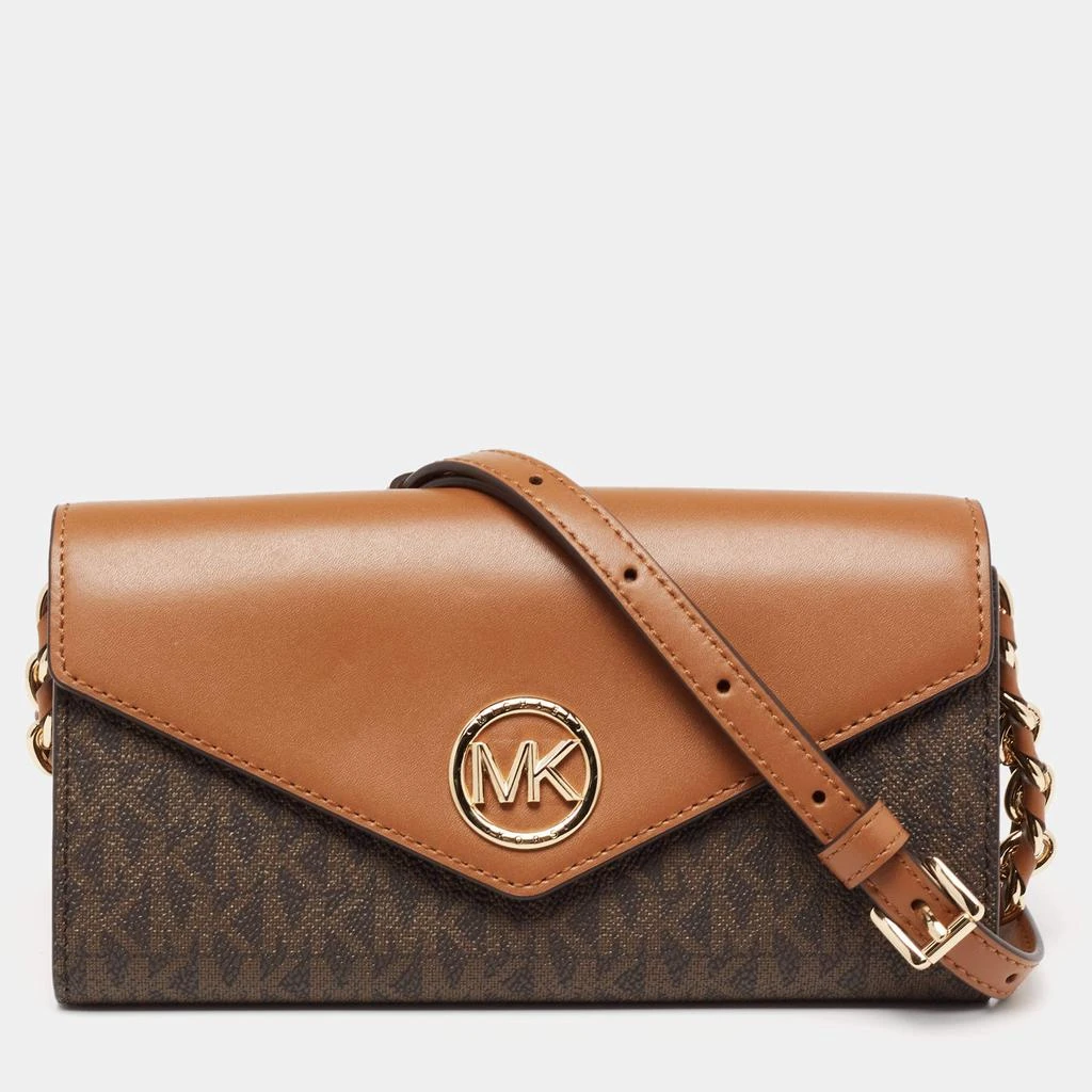 商品[二手商品] Michael Kors|MICHAEL Michael Kors Brown Signature Coated Canvas And Leather Wallet on Chain,价格¥1223,第1张图片