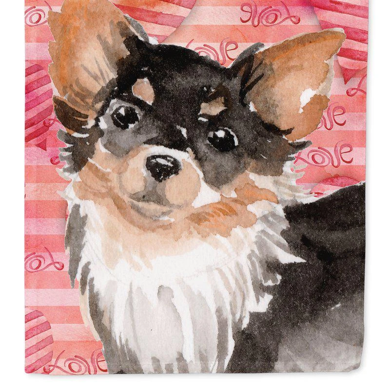 商品Caroline's Treasures|11 x 15 1/2 in. Polyester Long Haired Chihuahua Love Garden Flag 2-Sided 2-Ply,价格¥138,第1张图片