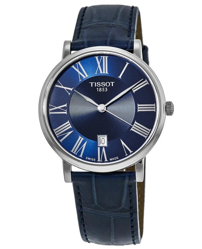 商品Tissot|Tissot T-Classic Carson Blue Dial Blue Leather Strap Men's Watch T122.410.16.043.00,价格¥1687,第1张图片