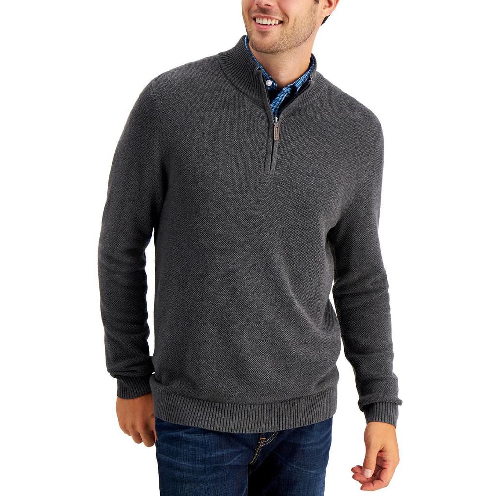 Club Room Mens Cotton 1/4 Zip Pullover Sweater商品第1张图片规格展示