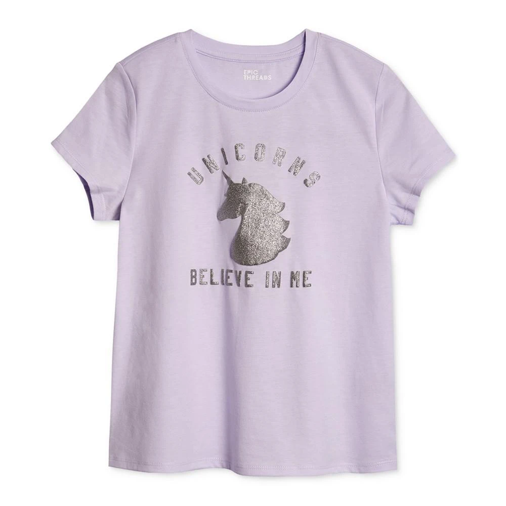 商品Epic Threads|Big Girls Unicorns Believe Graphic T-shirt, Created For Macy's,价格¥62,第2张图片详细描述