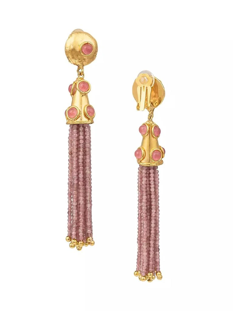 商品Sylvia Toledano|Gio 22K-Gold-Plated &amp; Pink Jade Clip-On Tassel Earrings,价格¥3635,第3张图片详细描述