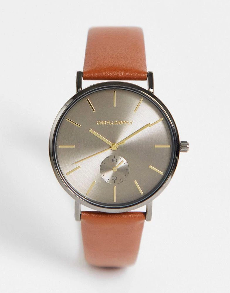 商品ASOS|ASOS DESIGN classic watch with brown face and tan strap,价格¥284,第1张图片