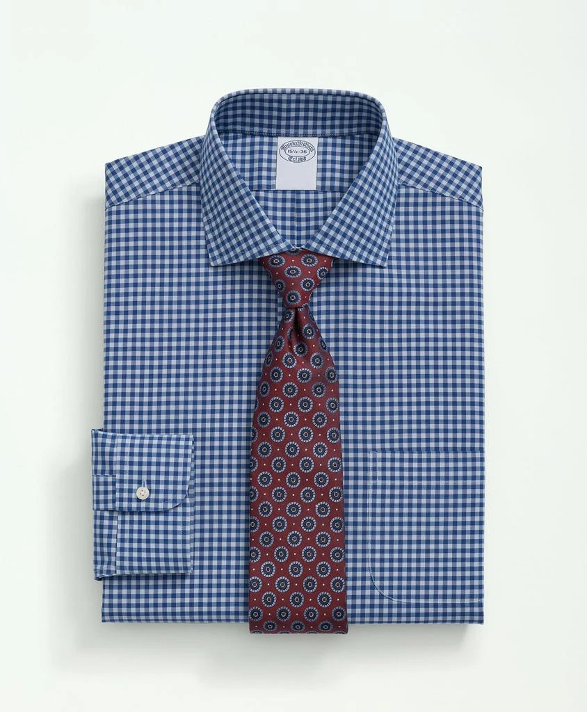 商品Brooks Brothers|Stretch Supima® Cotton Non-Iron Poplin English Spread Collar Gingham Dress Shirt,价格¥497,第1张图片