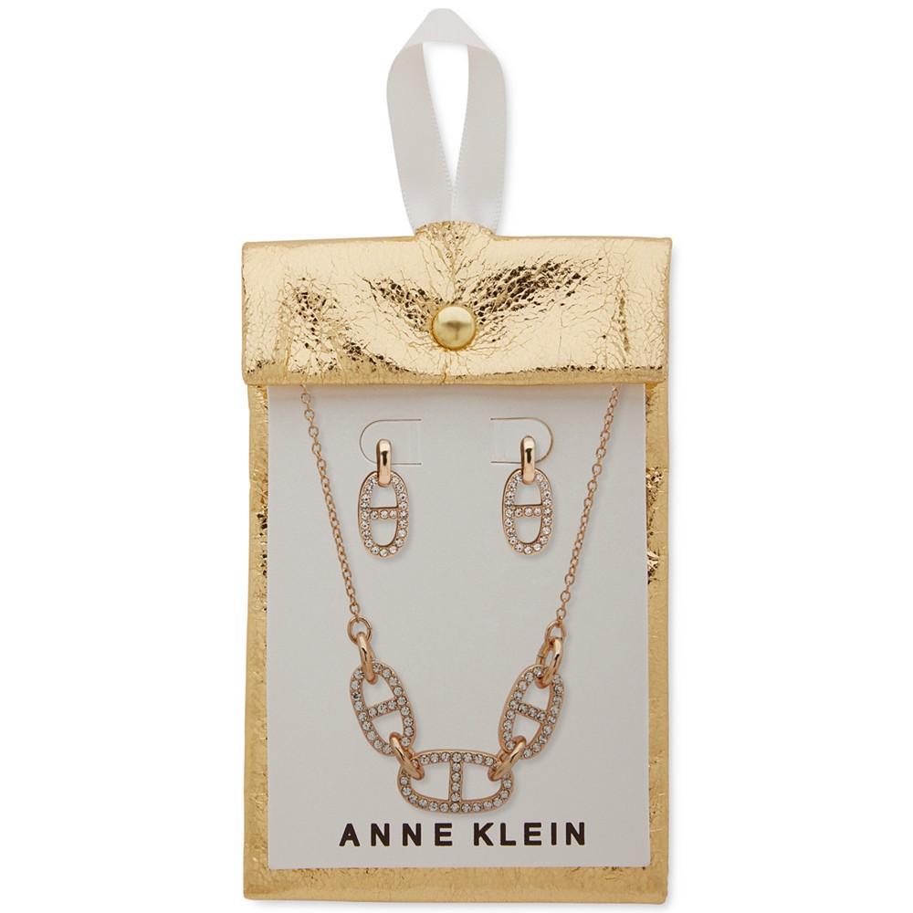 商品Anne Klein|Gold-Tone 2-Pc. Set Pavé Link Collar Necklace & Matching Drop  Earrings,价格¥201,第4张图片详细描述