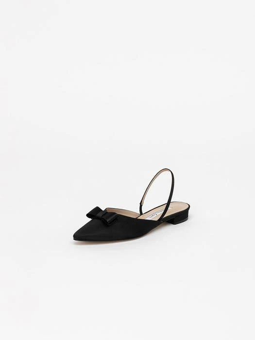 商品CHAUSSURE LAPIN|Remi Ribbon Flat Slingbacks in Black Silk,价格¥1622,第3张图片详细描述