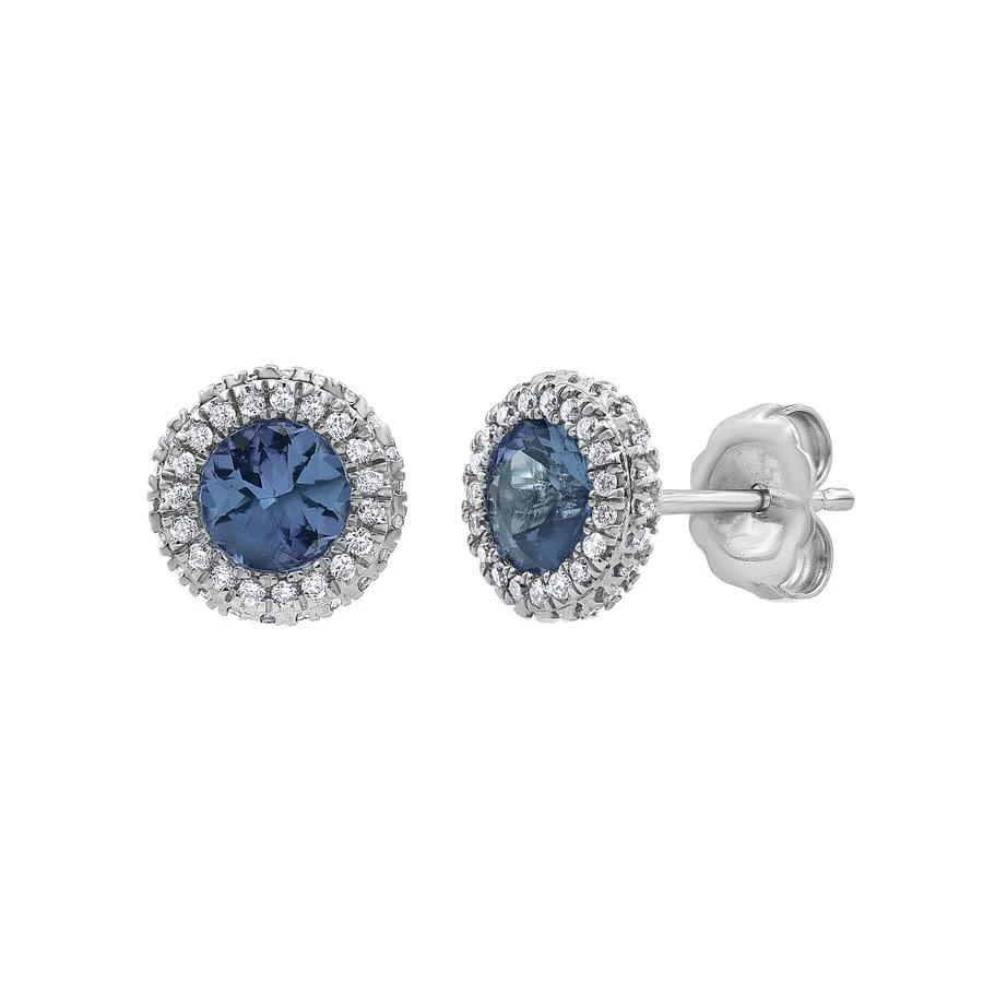 商品Diamondmuse|Diamond Muse 0.25 cttw 14KT White Gold Tanzanite Gemstone Round Cut Diamond Stud Earrings for Women,价格¥3347,第1张图片