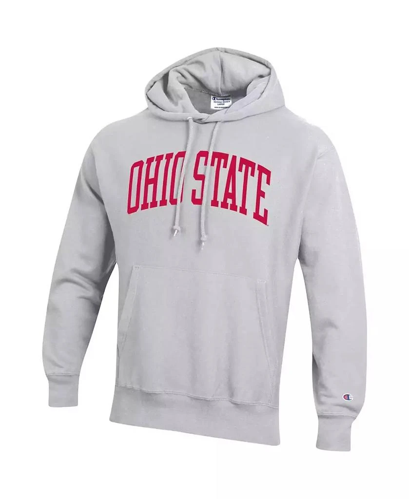 商品CHAMPION|Men's Heathered Gray Ohio State Buckeyes Big and Tall Reverse Weave Fleece Pullover Hoodie Sweatshirt,价格¥449,第3张图片详细描述