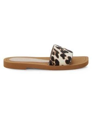 商品Stuart Weitzman|Women's Delilah Leopard-Print Calf Hair Slides,价格¥291,第1张图片