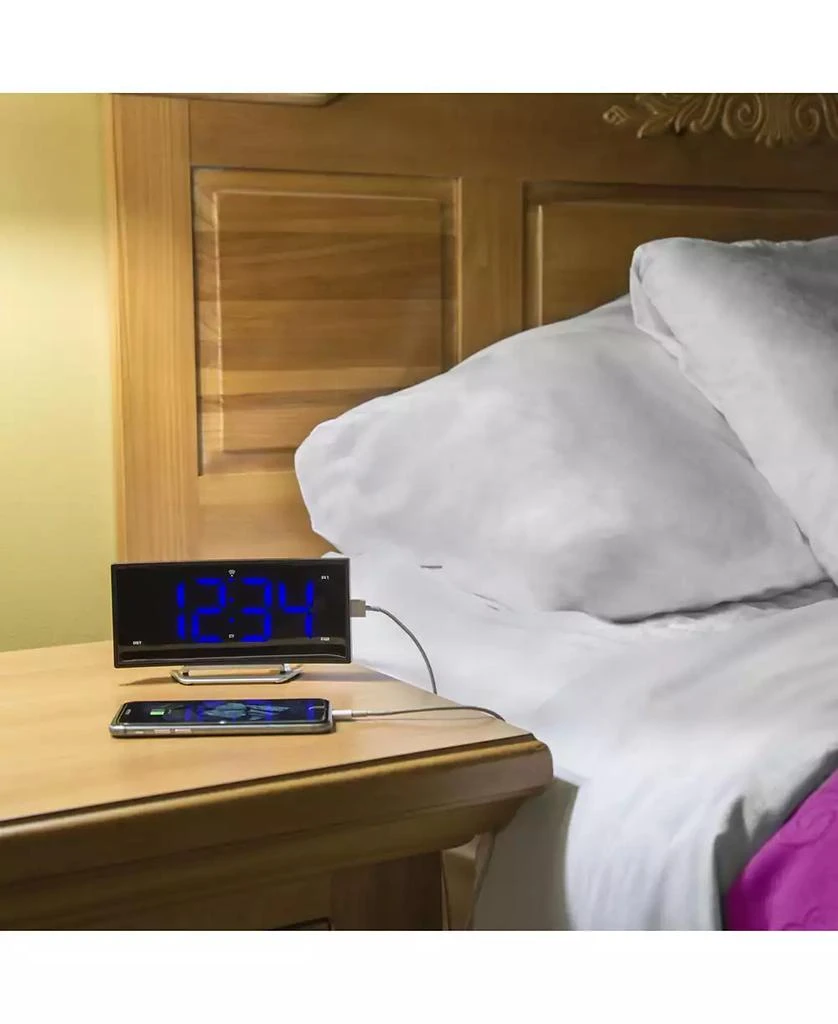 商品La Crosse Technology|1.8" Curved Blue LED Atomic Dual Alarm Clock,价格¥299,第3张图片详细描述