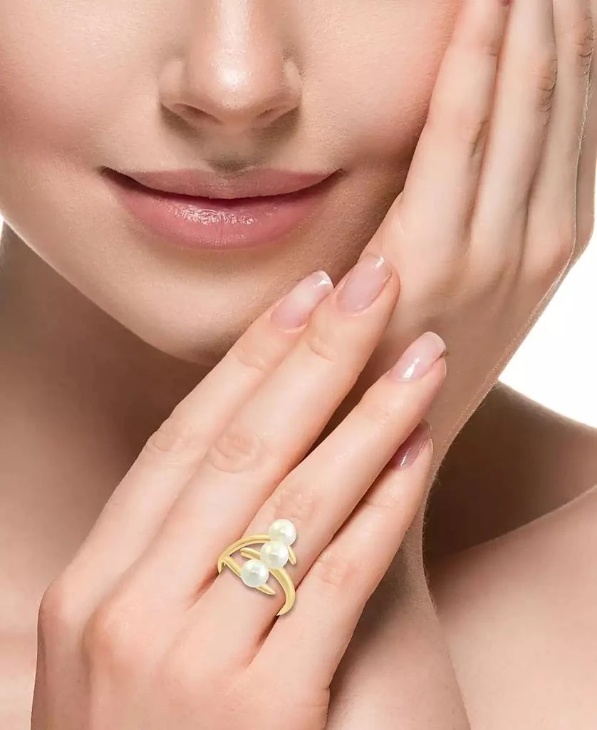 商品Effy|EFFY® Cultured Freshwater Pearl (6mm) Triple Row Statement Ring,价格¥10746,第2张图片详细描述