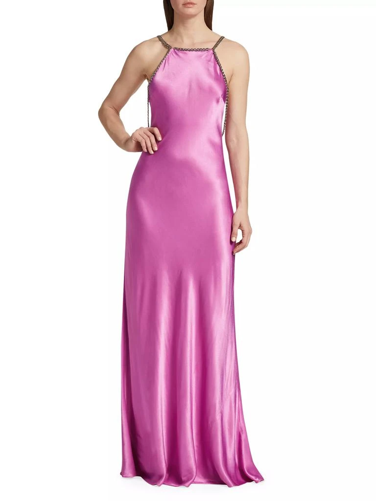 商品L'Agence|Majesty Chain-Trim Satin Gown,价格¥1781,第2张图片详细描述
