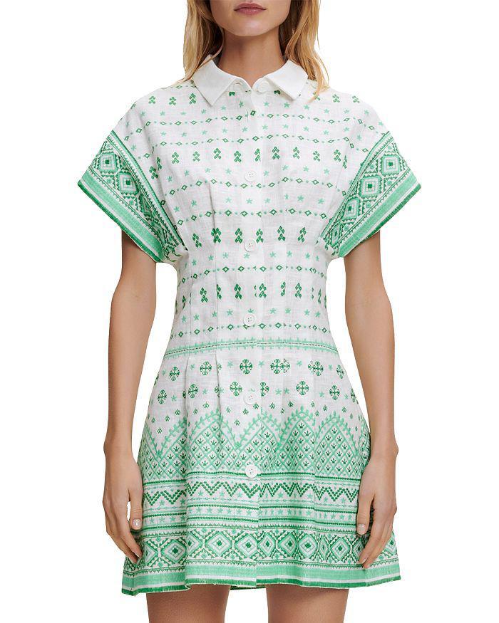 商品Maje|Ripana Border Print Mini Dress,价格¥1735,第3张图片详细描述