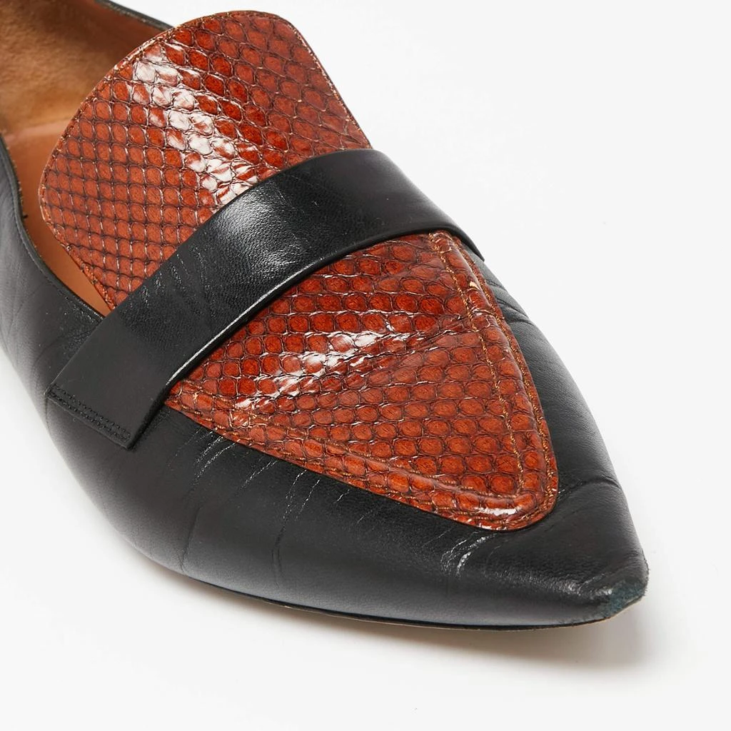 Celine Black/Brown Python Embossed And Leather Slip On Loafers Size 38.5     商品