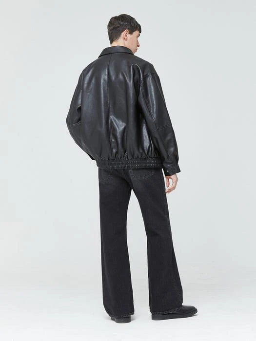 商品V2|8020 Oversized Vegan Leather Vintage Jacket Black,价格¥846,第2张图片详细描述