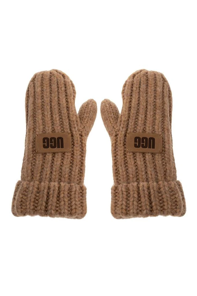 商品UGG|UGG Kids Logo Patch Chunky Knit Mittens,价格¥221,第3张图片详细描述