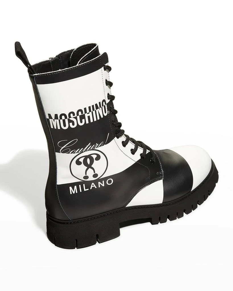 商品Moschino|Men's Bicolor Stripe Logo Combat Boots,价格¥6464,第3张图片详细描述