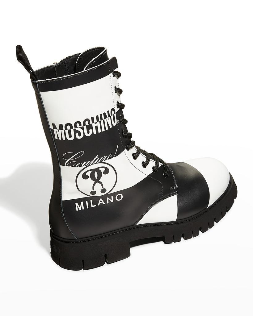 商品Moschino|Men's Bicolor Stripe Logo Combat Boots,价格¥6145,第5张图片详细描述