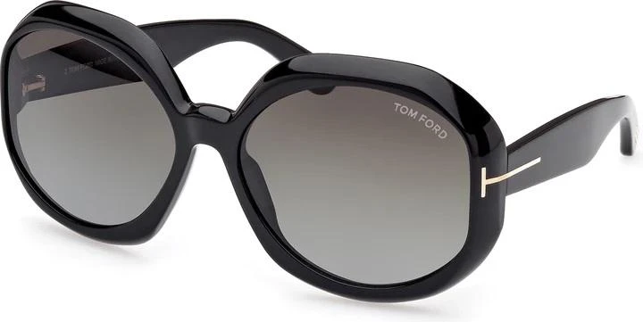 商品Tom Ford|Georgia Smoke Gradient Geometric Ladies Sunglasses FT1011 01B 62,价格¥1245,第1张图片