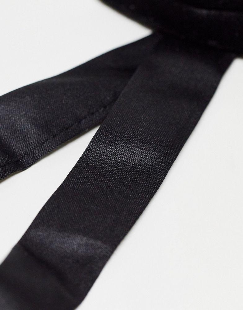 ASOS DESIGN velvet bow tie in black商品第3张图片规格展示