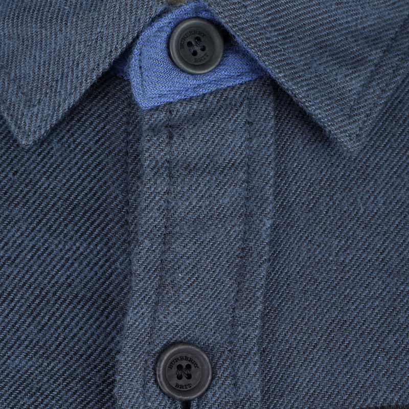 Burberry 博柏利 灰蓝色格纯棉男士经典时尚长袖衬衫 3930300商品第2张图片规格展示