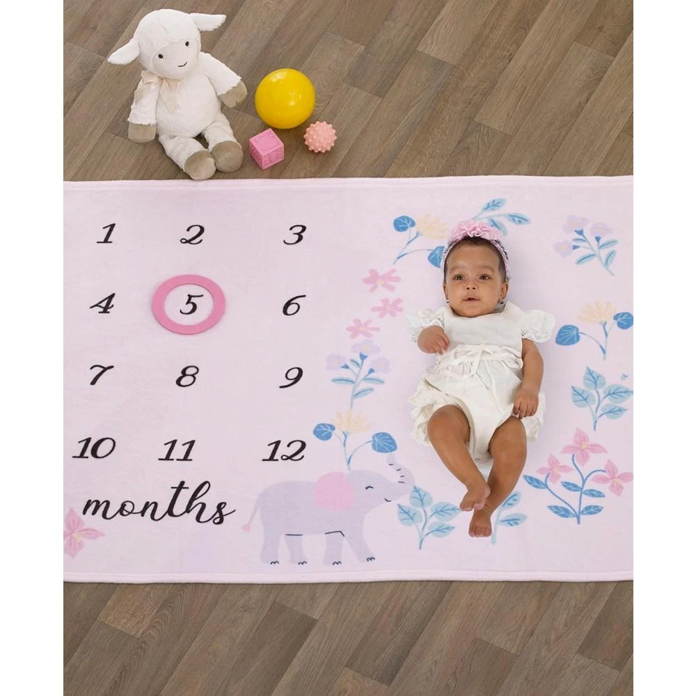 商品Macy's|Sweet Floral Elephants Baby Milestone Blanket,价格¥299,第4张图片详细描述