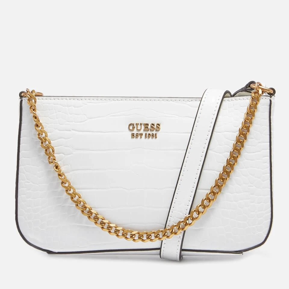 商品GUESS|Guess Women's Katey Croc Mini Top Zip Shoulder Bag - White,价格¥694,第1张图片