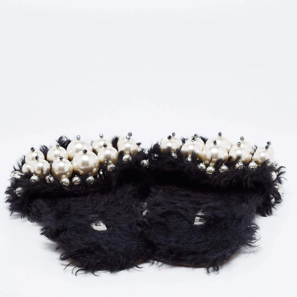 商品[二手商品] Miu Miu|Miu Miu Black Faux Fur Pearl Embellished Slide Flats Size 38,价格¥1157,第5张图片详细描述