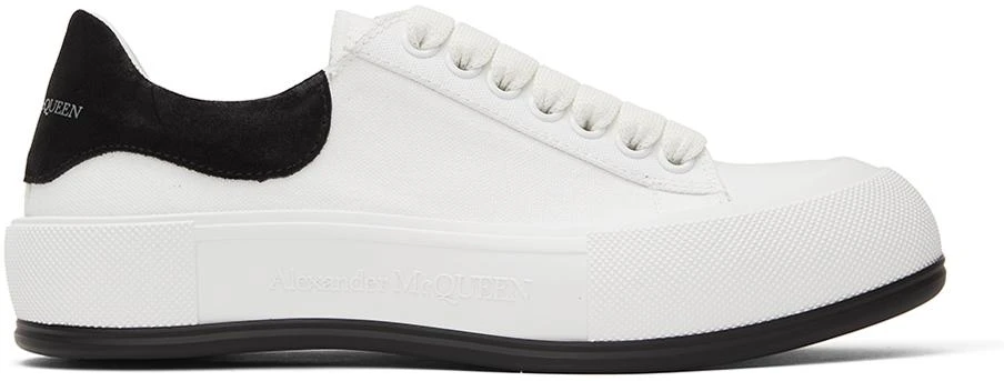 商品Alexander McQueen|White & Black Deck Plimsoll Sneakers,价格¥2028,第1张图片