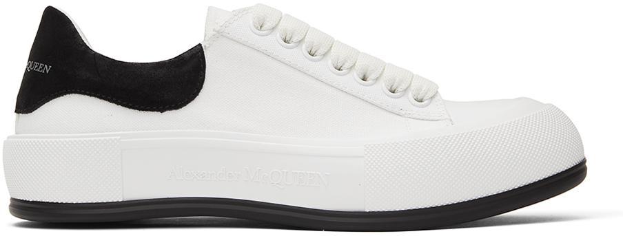 商品Alexander McQueen|White & Black Deck Plimsoll Sneakers,价格¥3872,第1张图片