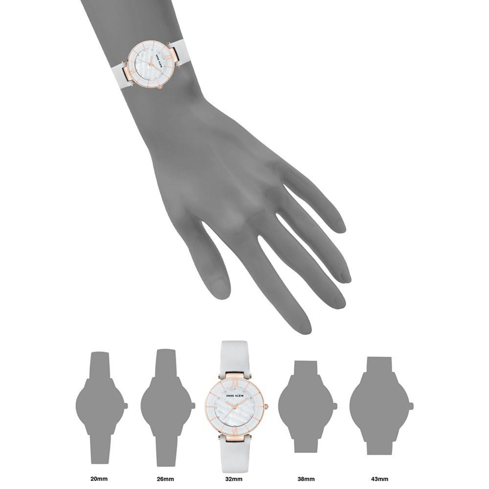 商品Anne Klein|Women's Light Gray Leather Strap Watch 32mm,价格¥489,第6张图片详细描述