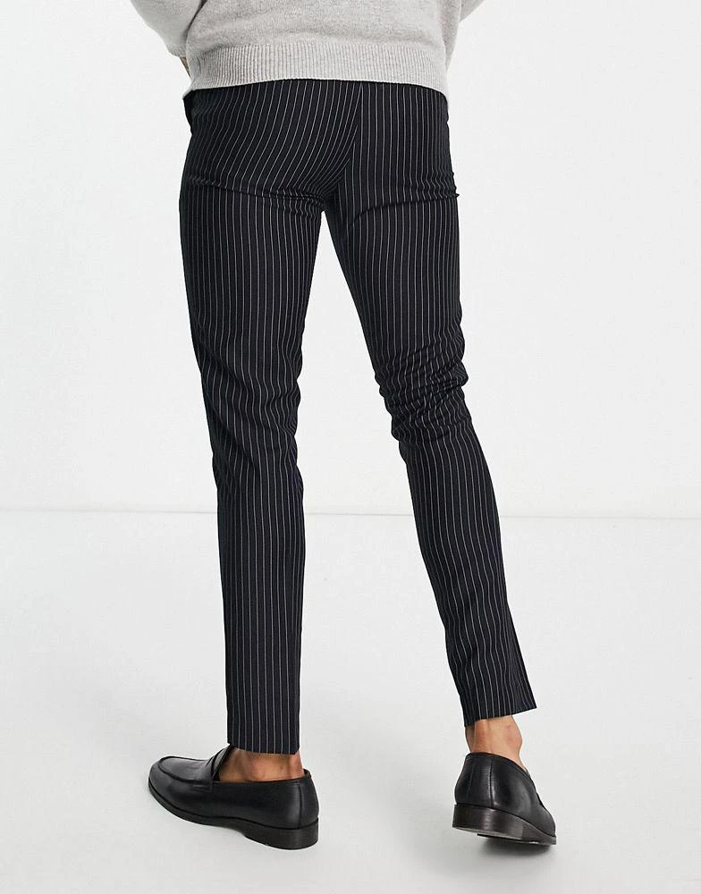 商品New Look|New Look skinny smart trousers in navy pinstripe,价格¥105,第2张图片详细描述