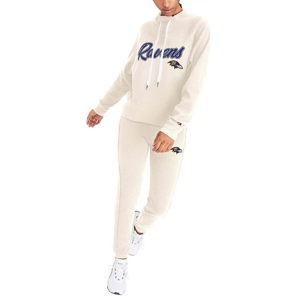 商品Tommy Hilfiger|Women's Cream Baltimore Ravens Zoey Raglan Pullover Sweatshirt and Pants Lounge Set,价格¥973,第1张图片