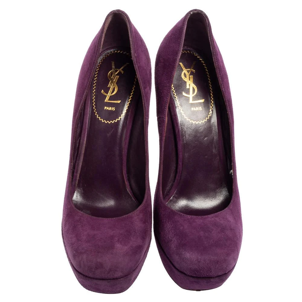 商品[二手商品] Yves Saint Laurent|Yves Saint Laurent Purple Suede Platform Pumps Size 40,价格¥1038,第3张图片详细描述