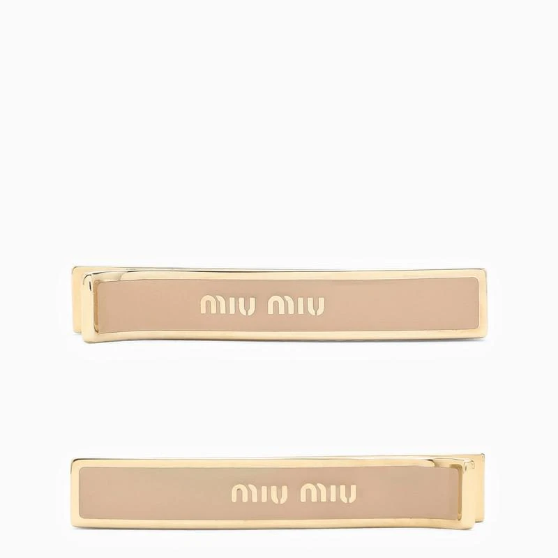 商品Miu Miu|Set of gold/cypress hair clips,价格¥2795,第1张图片