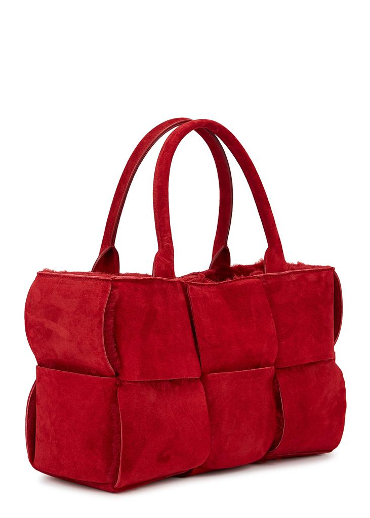 Arco Intrecciato dark red suede tote商品第2张图片规格展示