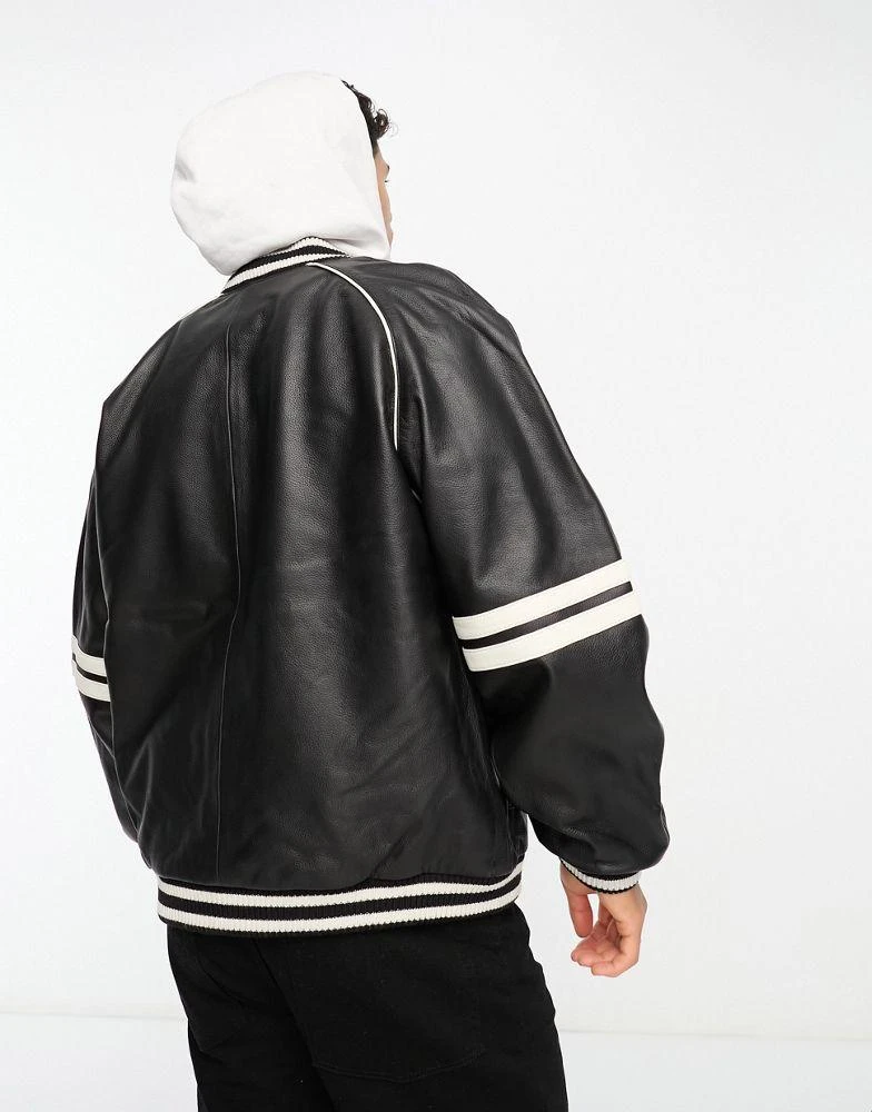 商品BOLONGARO TREVOR|Bolongaro Trevor textured leather baseball jacket in black,价格¥807,第3张图片详细描述
