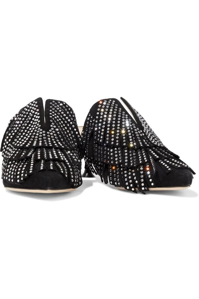 商品Sergio Rossi|Crystal-embellished fringed suede mules,价格¥2167,第2张图片详细描述
