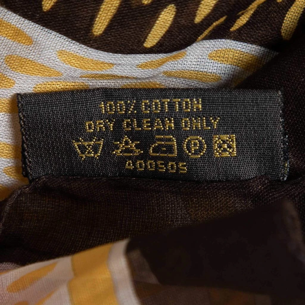 商品[二手商品] Louis Vuitton|Louis Vuitton Yellow/Brown Damier Azur Print Cotton Bandana Scarf,价格¥2414,第4张图片详细描述