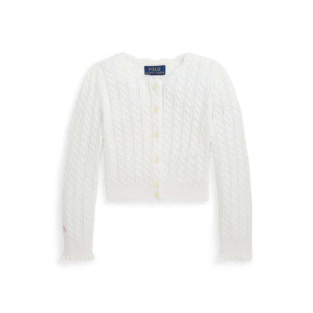 商品Ralph Lauren|Toddler and Little Girls Pointelle-Knit Cotton Cardigan Sweater,价格¥211,第1张图片