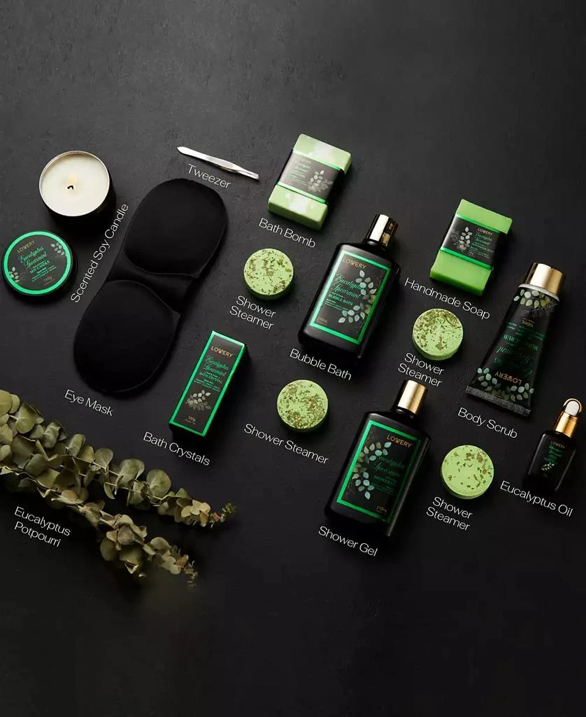 商品Lovery|Eucalyptus Spearmint Home Spa Body Care Gift Set, Natural Bath Gift Basket, 17 Piece,价格¥376,第2张图片详细描述