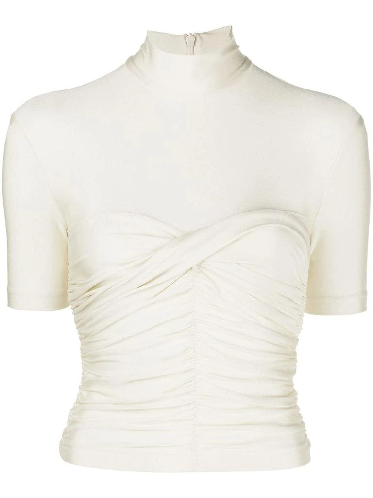 商品Alexander Wang|T BY ALEXANDER WANG WOMEN MOCK NECK RUCHED BODYCON TOP,价格¥887,第4张图片详细描述