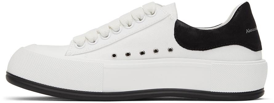 White & Black Deck Plimsoll Sneakers商品第3张图片规格展示