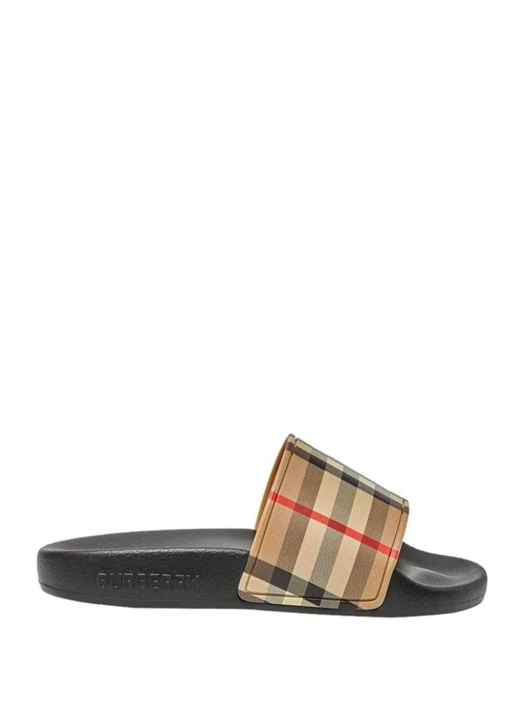 商品Burberry|Burberry Boy Rubber Beige Slipper With Vintage Check Print,价格¥1619,第1张图片