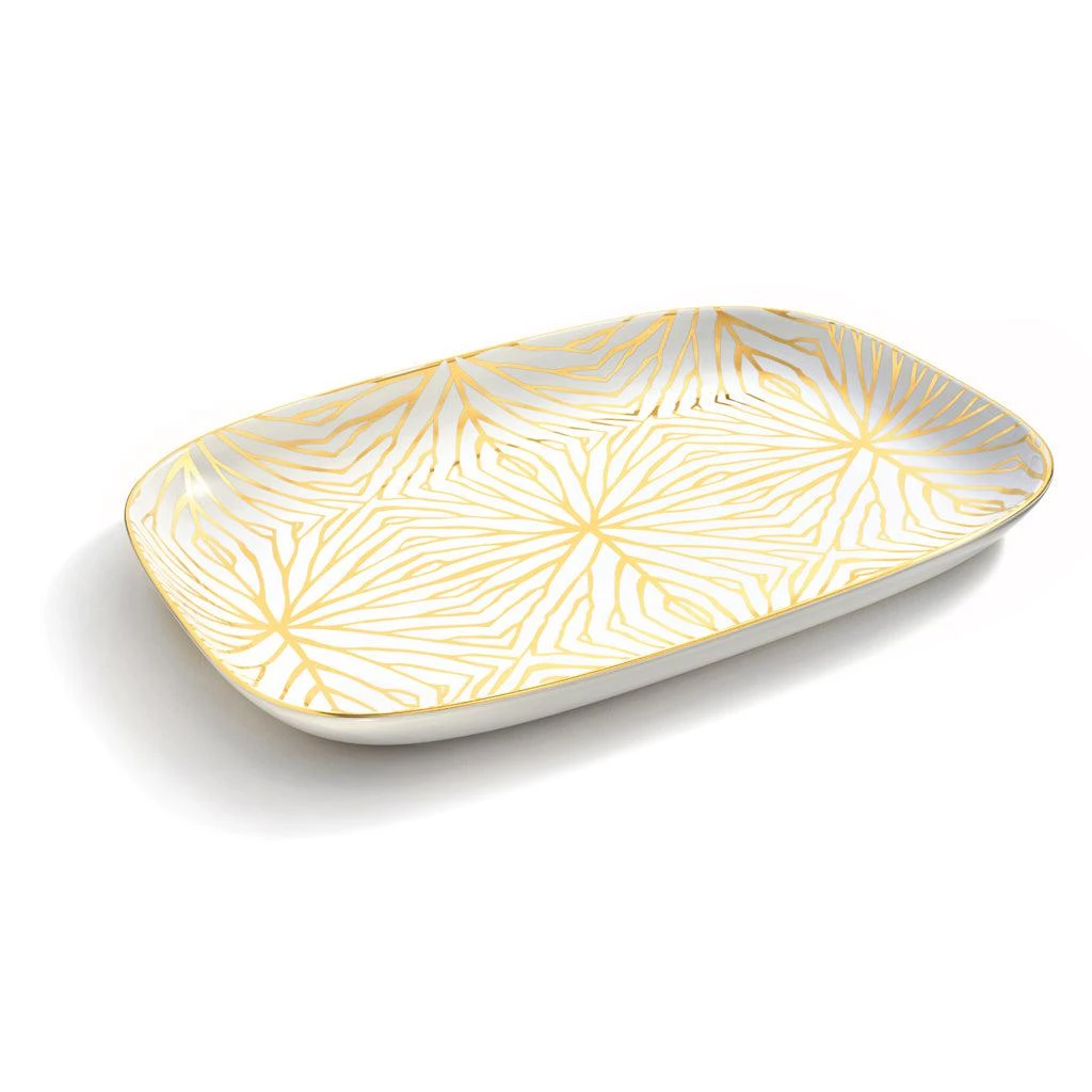 商品ANNA New York|Talianna Lilypad Serving Platter, White w/Gold,价格¥707,第1张图片