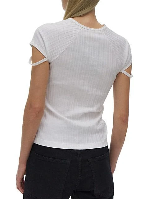 商品Helmut Lang|Rib-Knit Cotton T-Shirt,价格¥481,第5张图片详细描述